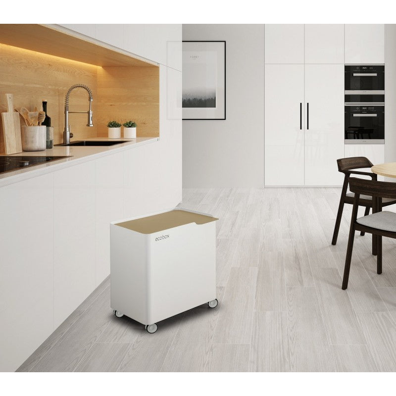 Pattumiera per raccolta differenziata con chiusura ammortizzata, Ecobox, colore beige