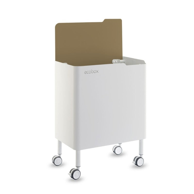 Pattumiera per raccolta differenziata funzionale ed elegante, 2 x 20 litri, ECOBOX NOA, coperchio beige