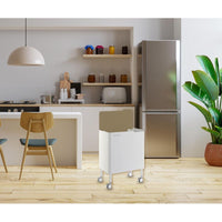 Pattumiera per raccolta differenziata funzionale ed elegante, 2 x 20 litri, ECOBOX NOA, coperchio beige