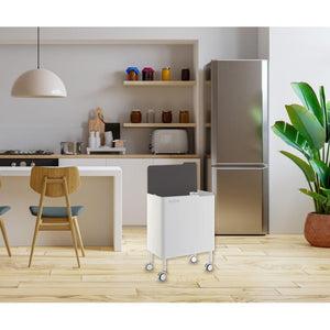 Pattumiera per raccolta differenziata funzionale ed elegante, 2 x 20 litri, ECOBOX NOA, coperchio nero