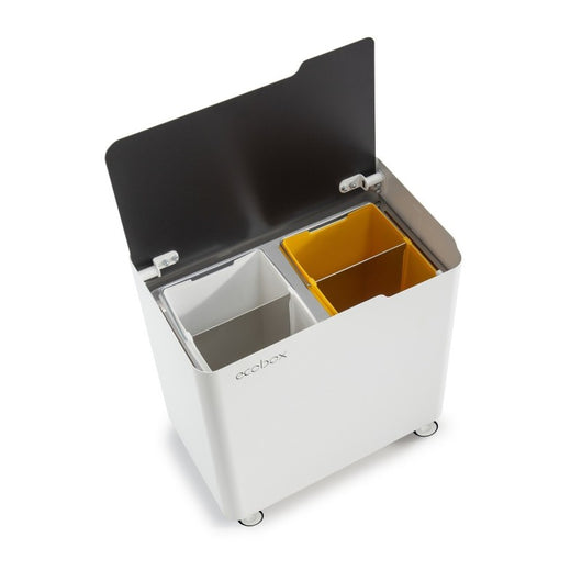 Pattumiera per raccolta differenziata con chiusura ammortizzata, ECOBOX-TOP, colore nero