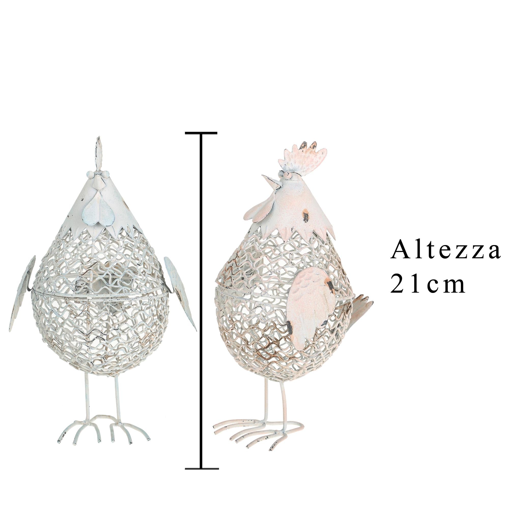 Set 2 Contenitori in Rete a Forma di Gallina H 21 cm