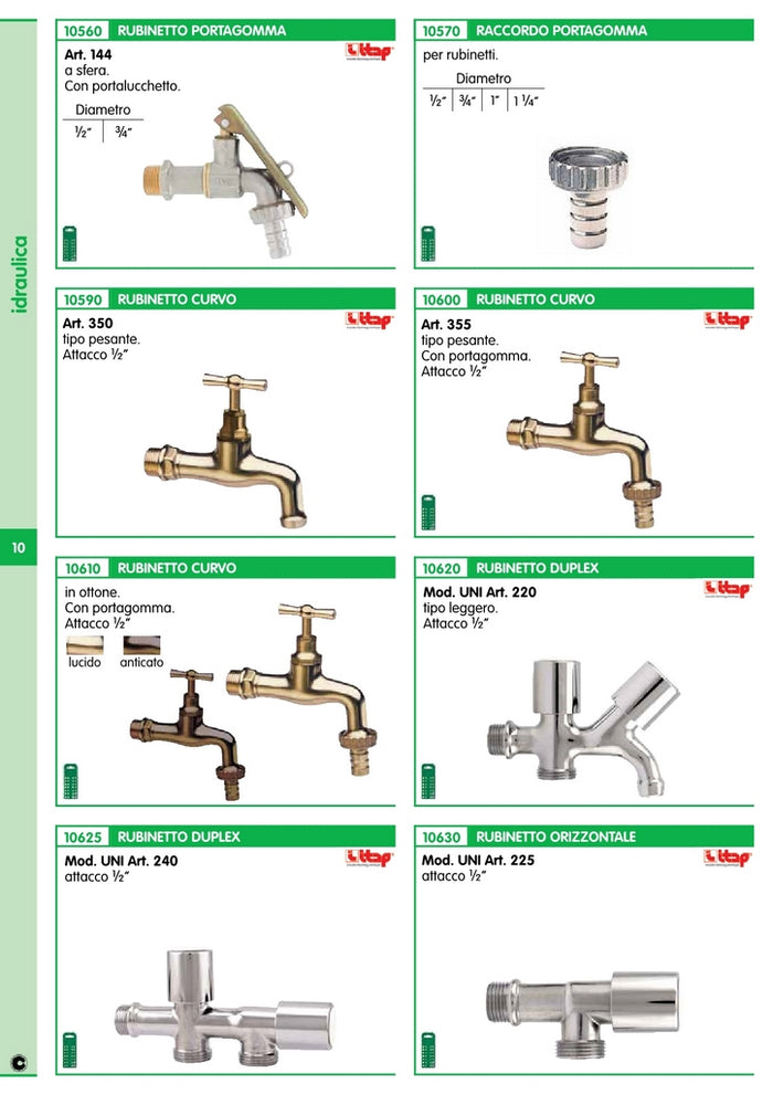 2pz rubinetto ottone lucido 1/2" con portagomma cod:ferx.56184