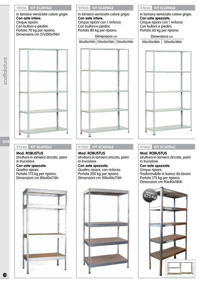 panda kit a 5 ripiani 100x40xh196 cm con aste intere 22663