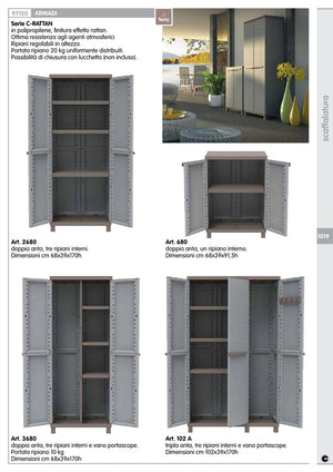 armadio terry crattan 2ante cm 68x39x170h tre ripiani 2680 91960