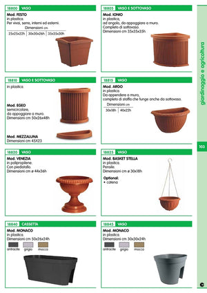 vaso in plastica a muro "argo" cm.40x22h cod:ferx.18232.stock