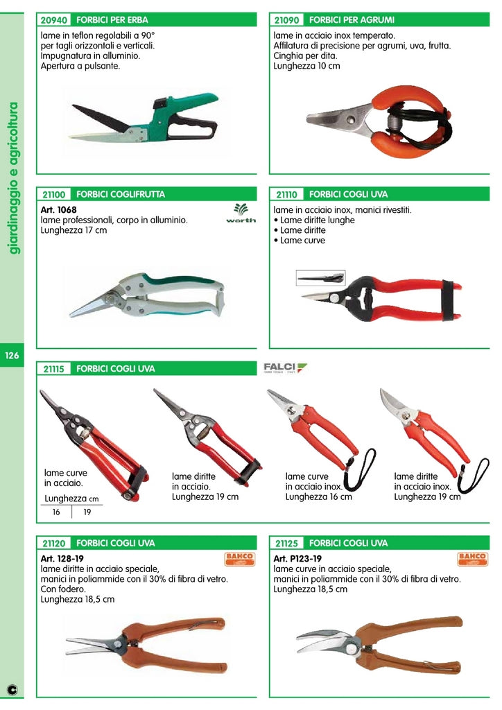 forbici per uva lame dritte corte rif.21095 25166