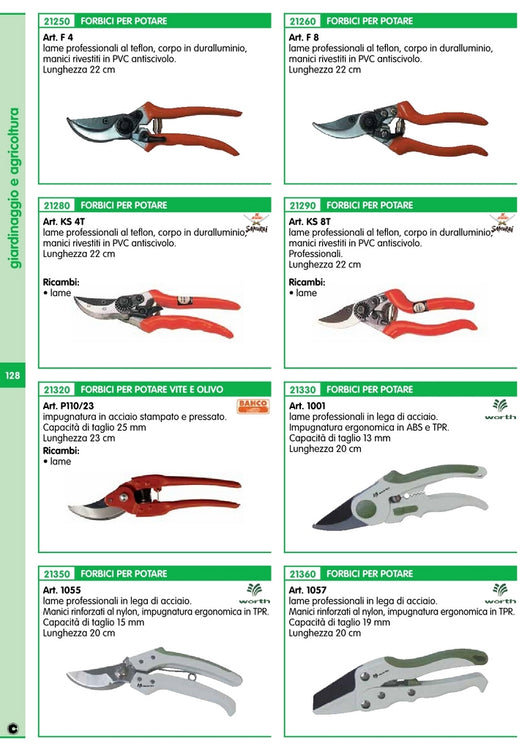 6pz forbici per pota professionali duralluminio art. ks 4t 21907