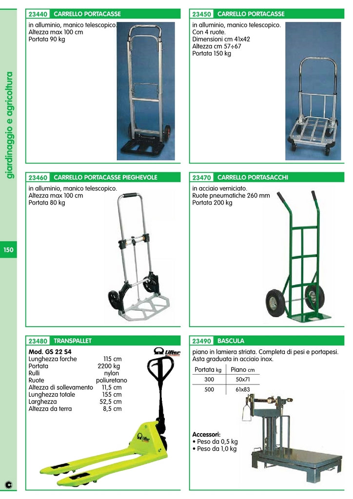 carrello portacasse alluminio telescopico 4 ruote 150 kg 15168