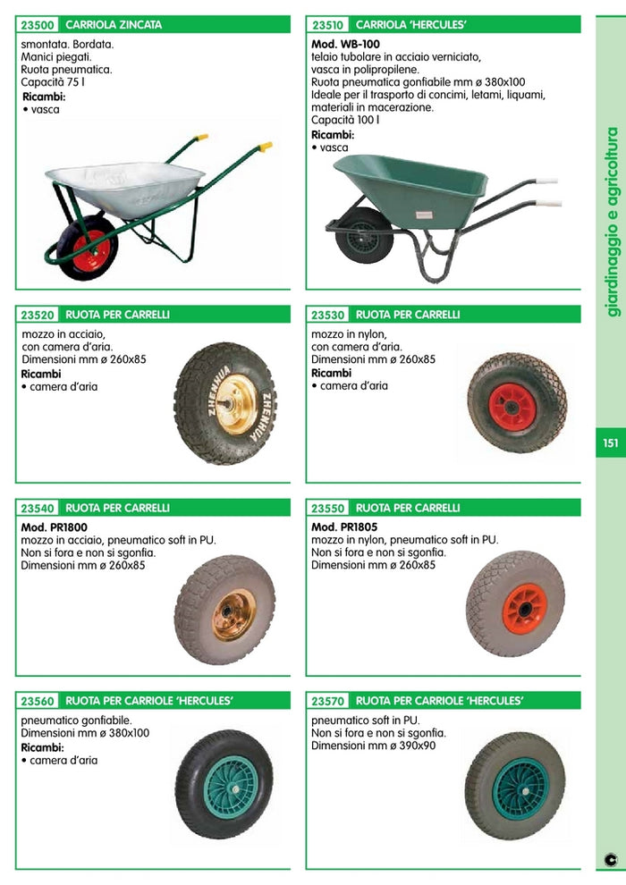 ruota pneumatica per carrello pr1800-5 d 260 mm 523