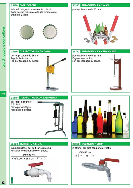 turabottiglie a colonna per tappi corona 26mm 6161