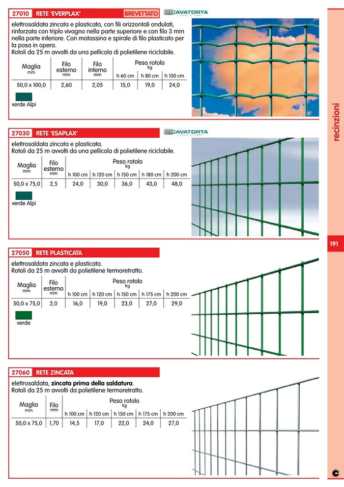 1Pz Rete Elettrosaldata Plasticata 50X75 H.100Cm Ml.25