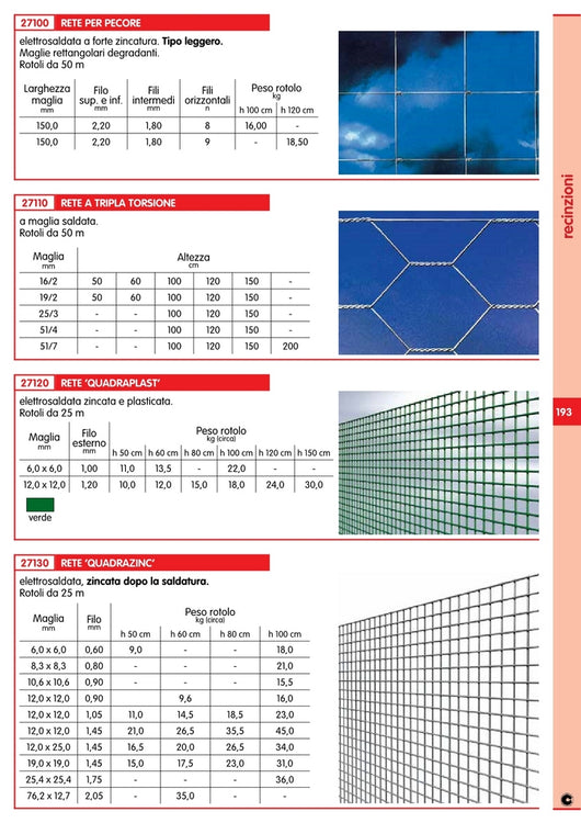 1pz rete quadraplastificata elettrosaldata plasticata 12x12 h.120 ml.25 cod:ferx.9258.s