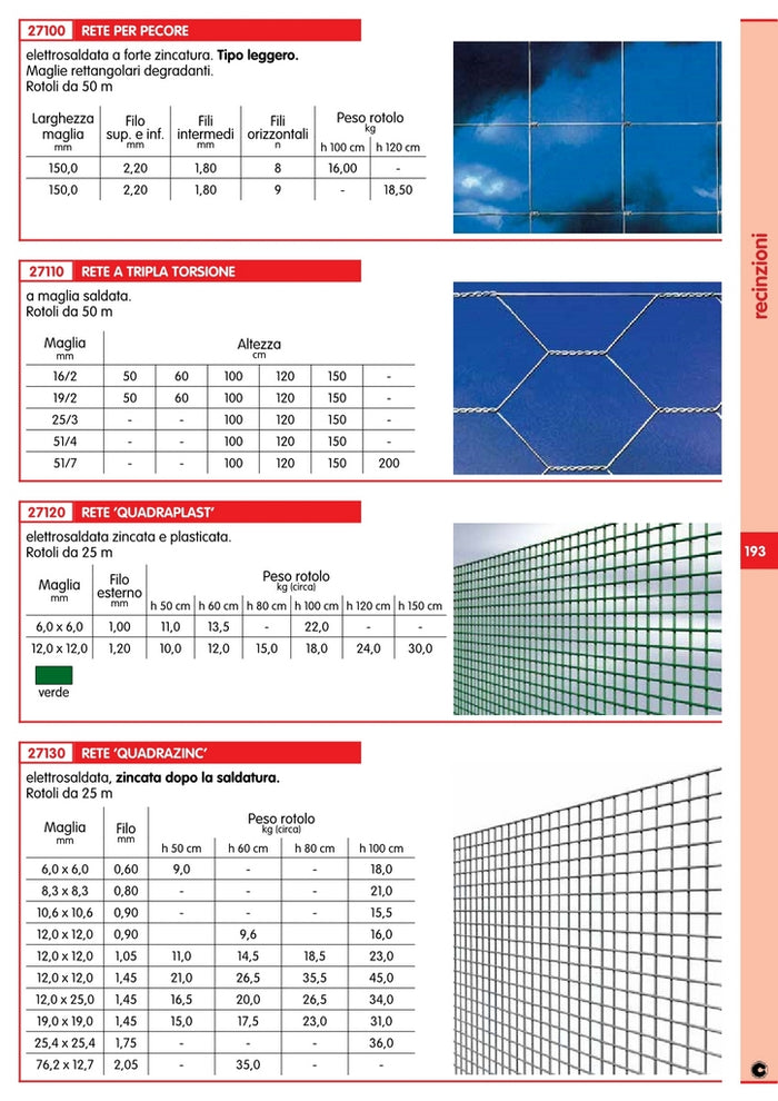 1pz rete quadraplastificata elettrosaldata plasticata 12x12 h.120 ml.25 cod:ferx.9258.s