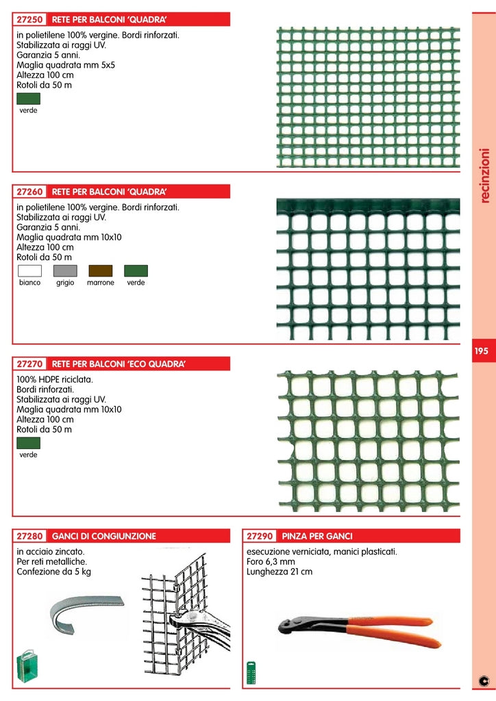 50Mq Rete Per Balconi Verde Mm.5X5 H.100