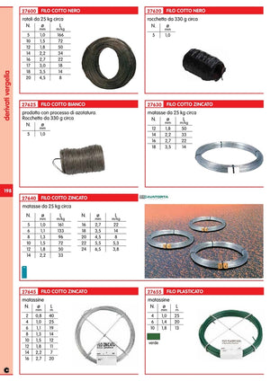 30pz filo cotto zincato n. 4 mm 0,9 lunghezza 23 mt 23269