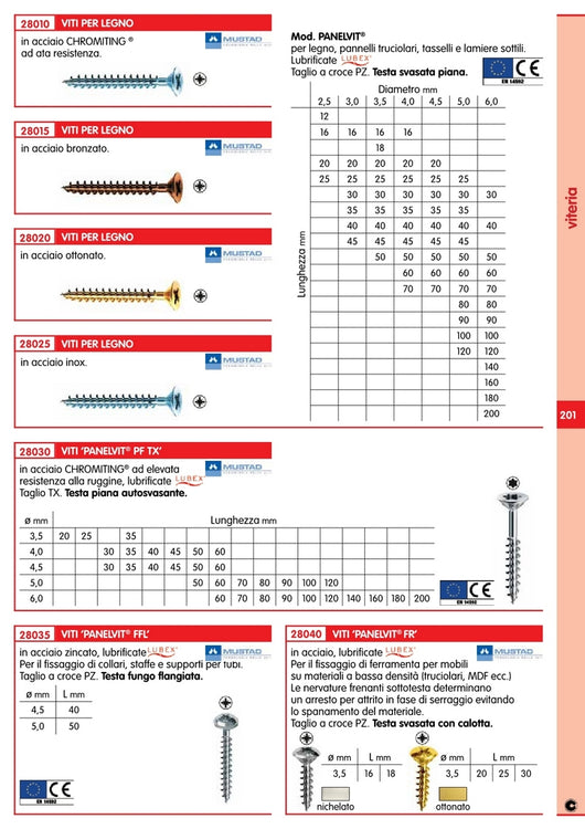 100Pz Viti Panel/Pf-Tx(1/2 Filettate)Chromiting Testa Piana 6,0X180