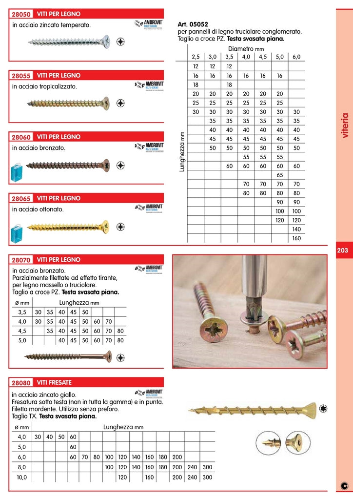 500Pz Viti A Legno Testa Svasata Piana Tropicalizzato 3,5X25