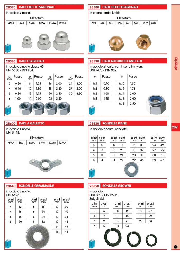 10Pz Dadi Esagonali Zincati Uni/5588 27Ma