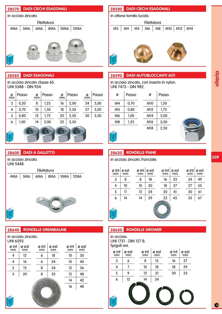 10Pz Dadi Esagonali Zincati Uni/5588 27Ma