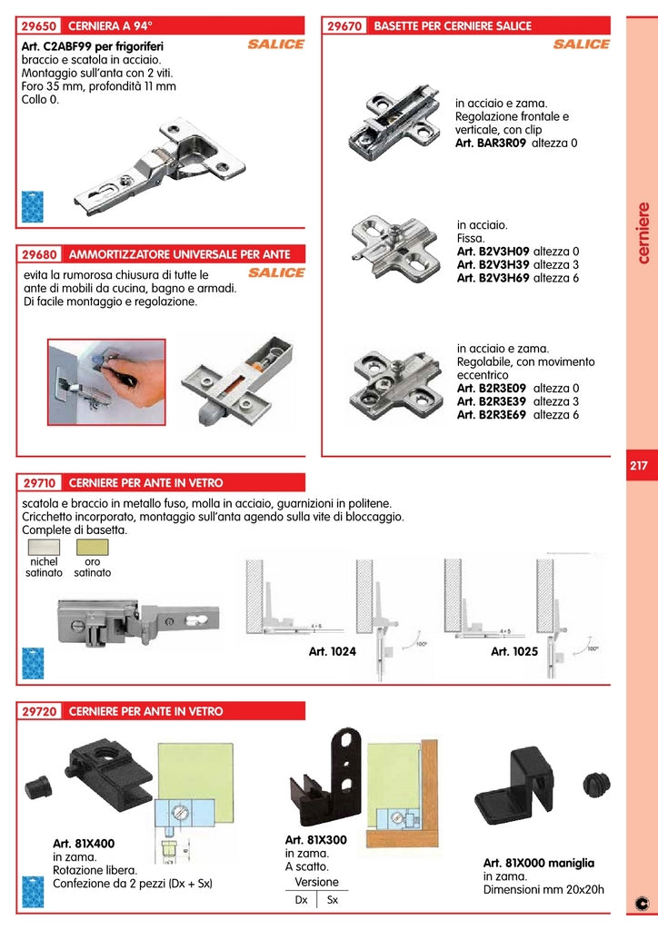 50pz salice basetta regolabile art. b2r3e69 90173