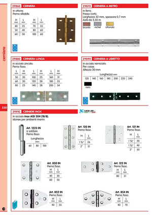 12pz cerniera a libretto altezza 30cm lunghezza 240mm 11056