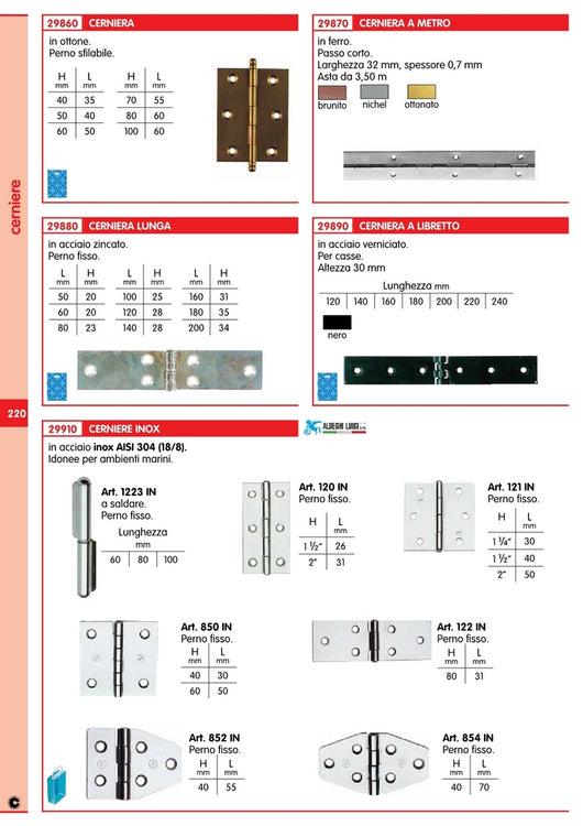 12pz cerniera inox lunga/122in 3.1/4 mm.80x31 11467