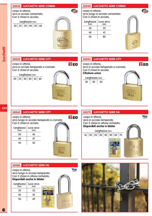 10pz city by iseo lucchetto rettangolare arco l.mm.30 17918