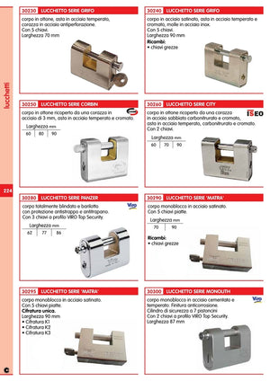 10pz chiave tipo dom per lucchetto grifo corazzato cod:ferx.8419