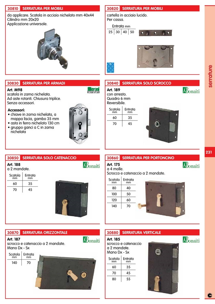 20pz serratura per cassa cartella in acciaio lucido mm.50 18918