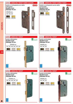 5pz patent ottonata agb quadro 8/70 mm.50 b.tondo 20316