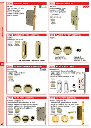 kit x porte scorrevole con coppia nicchie ovale con chiave oro-lucido cod:ferx.24553.stock