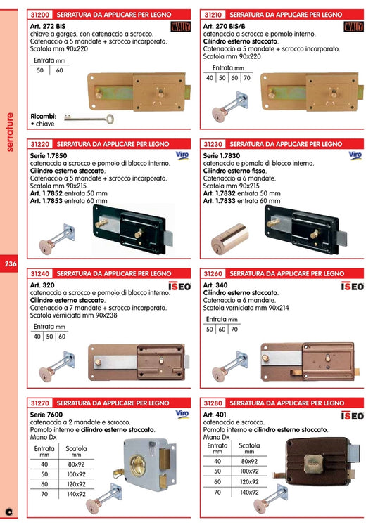 iseo art. 401 serratura per porte mm.60 cod:ferx.308