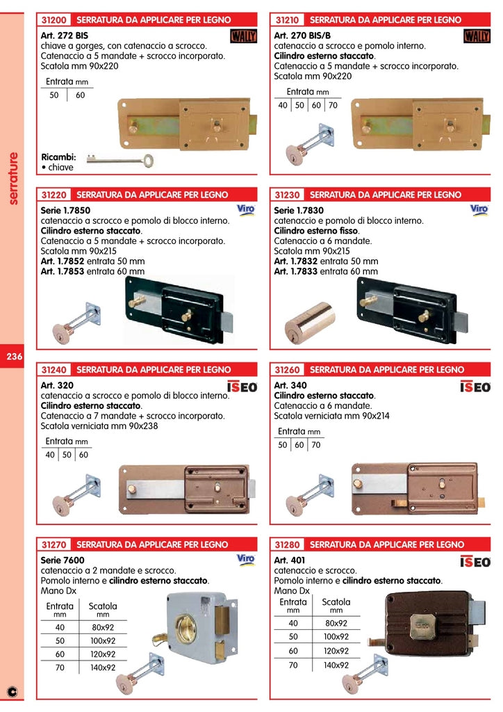 iseo art. 401 serratura per portone mm.70 309