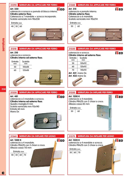 2pz iseo art. 432e serratura per porte mm.70 sinistra 14299