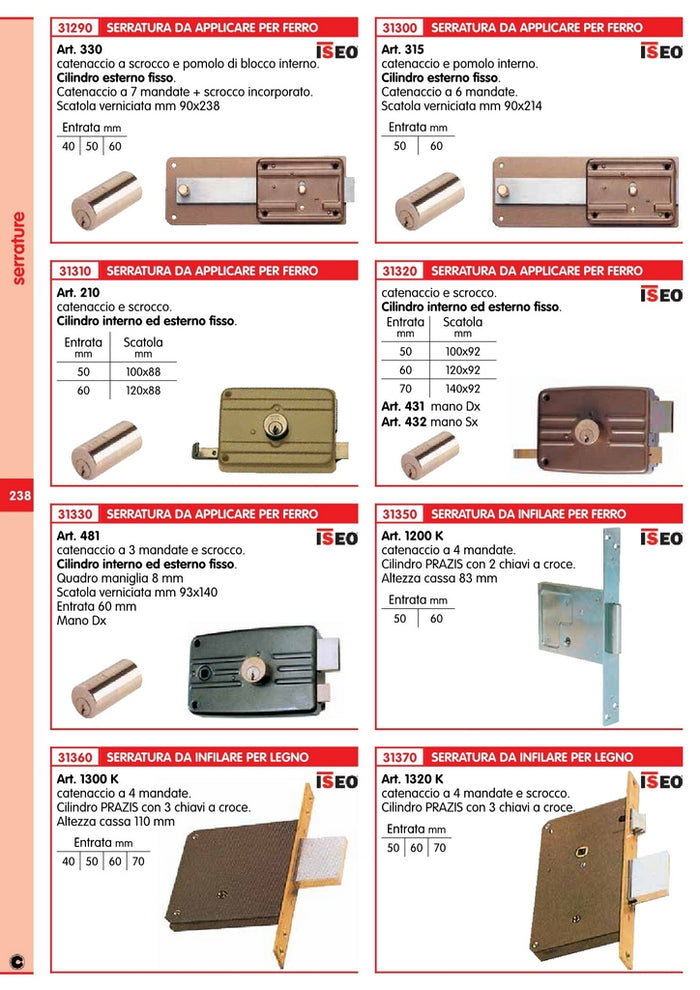 2pz iseo art. 432e serratura per porte mm.70 sinistra 14299