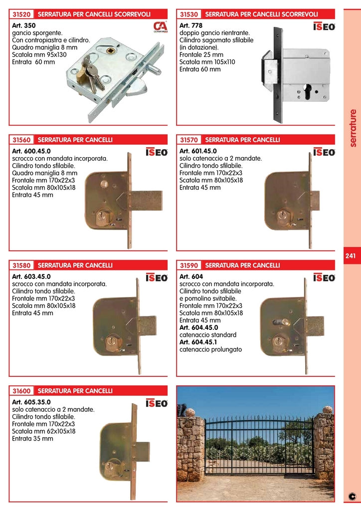 2pz iseo art. 778 serratura porte scorrevoli (fiam) 3440