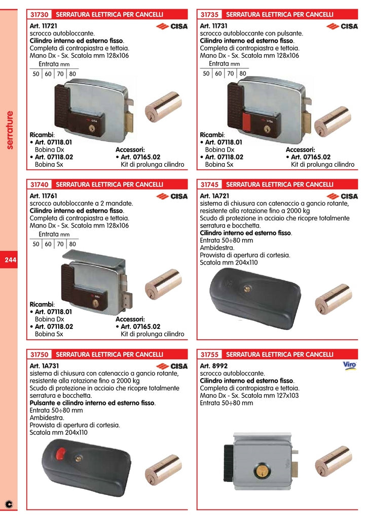 cisa art. 11731 elettroserratura cancello 60 destra 23404