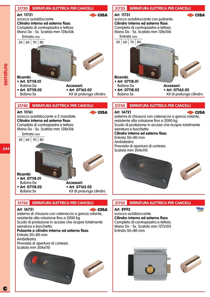 cisa art. 11731 elettroserratura cancello 60 destra 23404