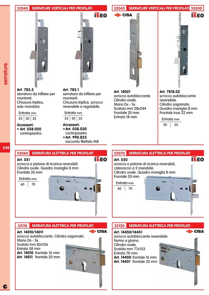 cisa art. 14451 elettroserratura mm.70 cilindro ovale f20 36868