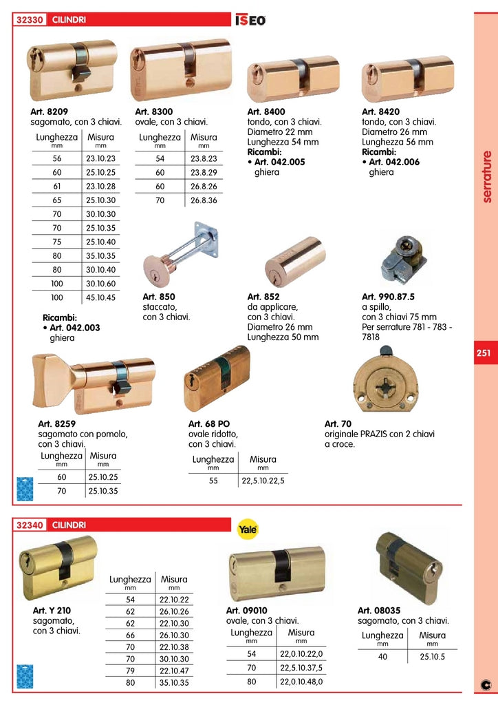 iseo art. 8209.30.45 cilindri sagomati mm. 75 365