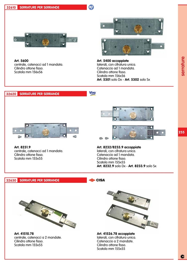 1coppia cisa art. 41526.78 serratura serranda a coppia 44457