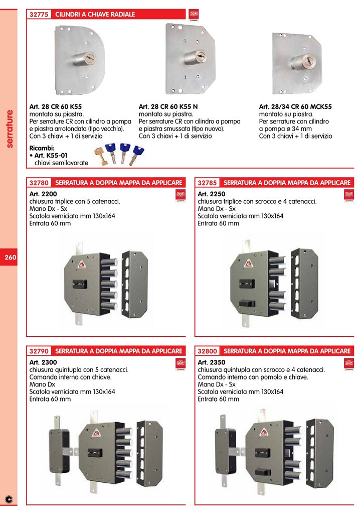 c.r. art. 2350 serratura di sicurezza destra senza aste 20845