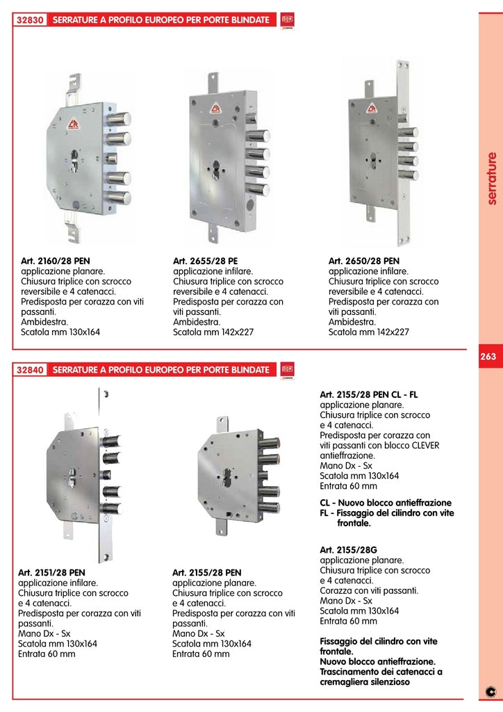 c.r. art. 2650 pe/28 chiusura triplice infilare 32214