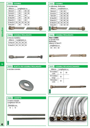 10pz flessibili in alluminio prolungato maschio 1/2 femmina 3/8 cm. 40 cod:ferx.25194