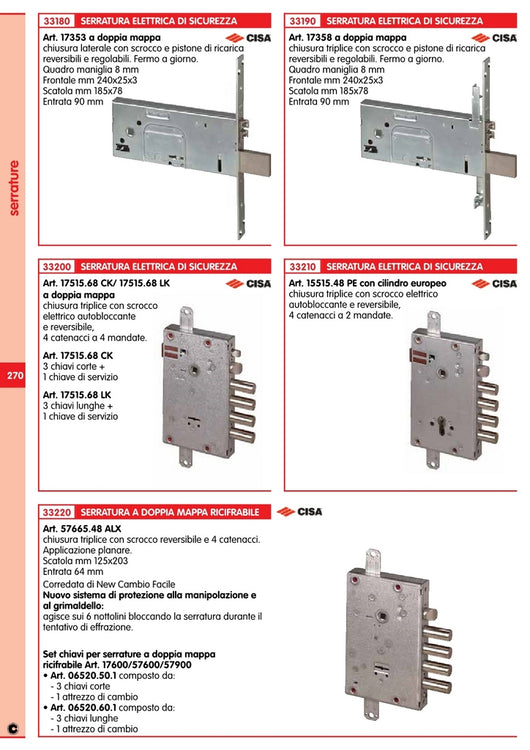 cisa art.17358 elettroserratura doppia m. e90 senza asta 24843