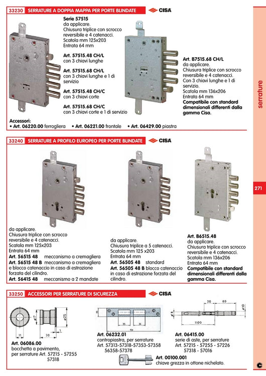 cisa art. 57515.48 serratura di sicurezza chiave corta 22704