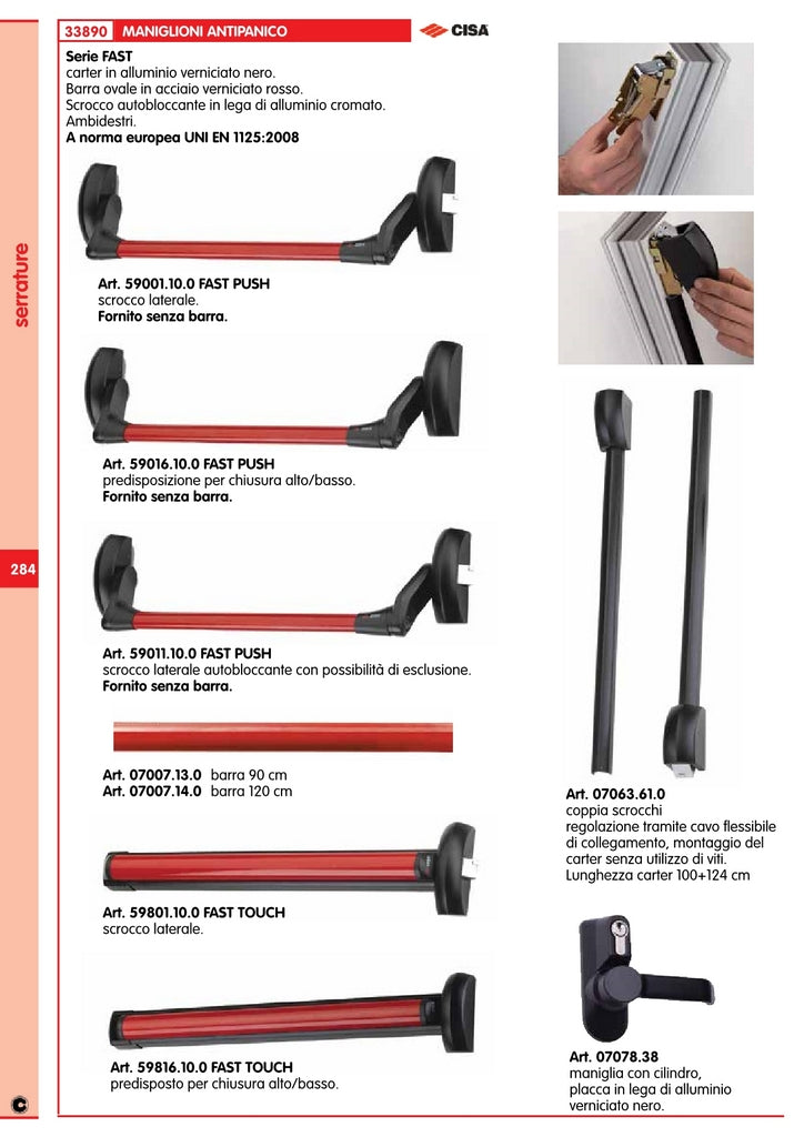 cisa 59016.10.0 maniglione antipanico fast push alto/basso cod:ferx.7753.stock