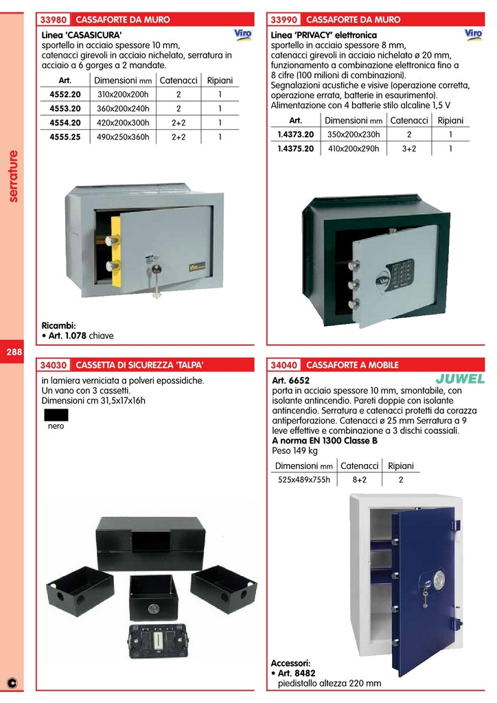 viro art 4552.20 cassaforte meccanica cm 19x31x20h 37628