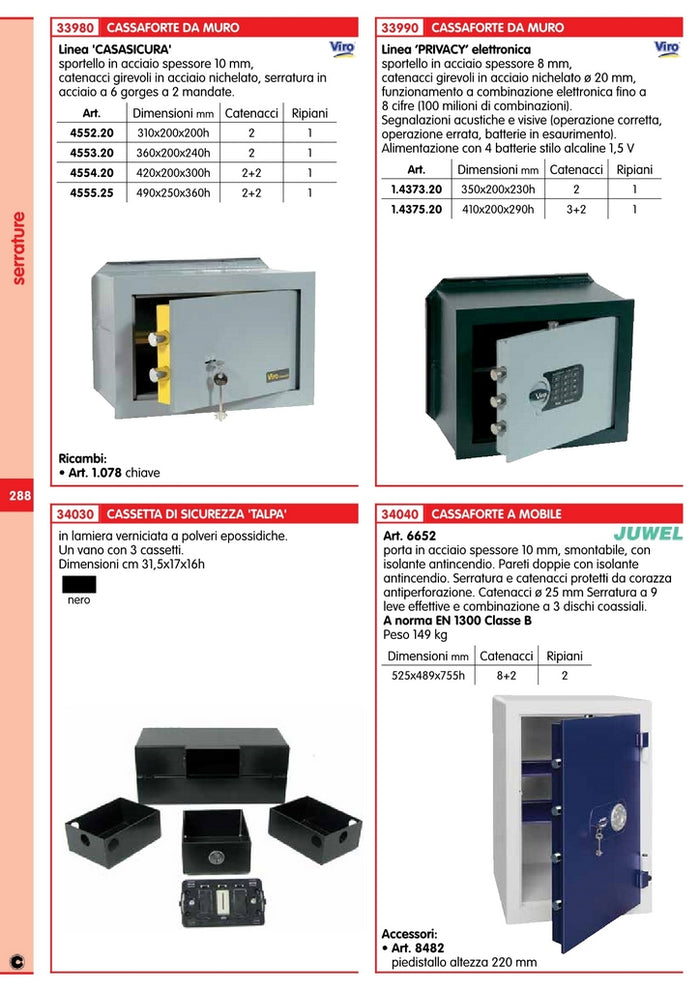 viro art 4552.20 cassaforte meccanica cm 19x31x20h 37628